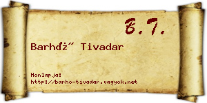 Barhó Tivadar névjegykártya